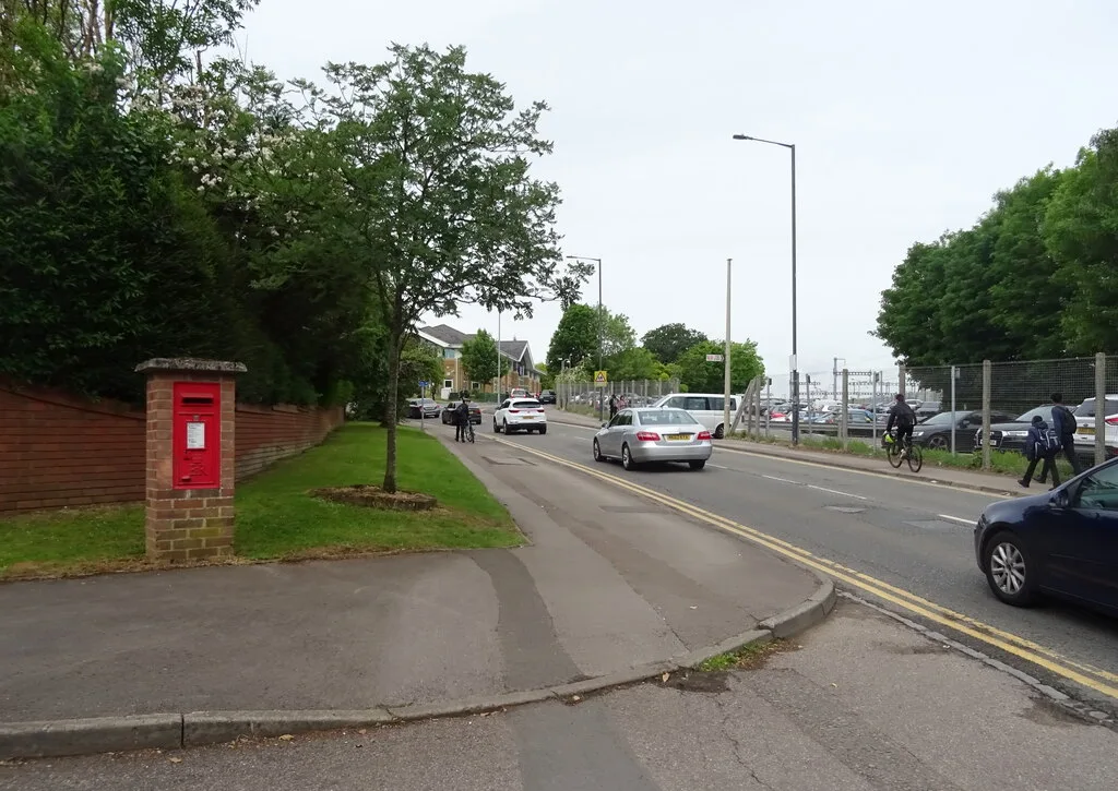 Shoppenhangers Road, Maidenhead, which runs along the western edge of the golf course site. The photograph does not show the junction that is being changed.
