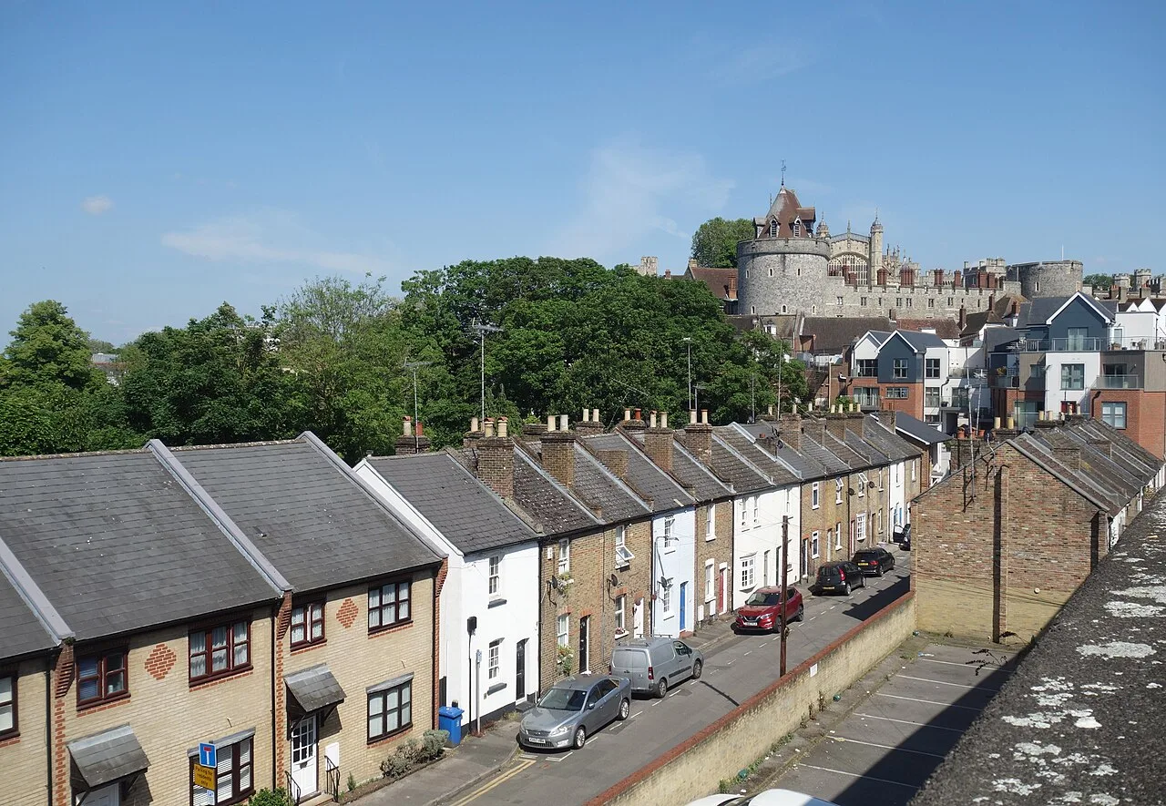 Terraced houses below the castle in Windsor. Terraced homes rose 1% on the year to August.